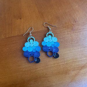Dangle quilled earrings in blues